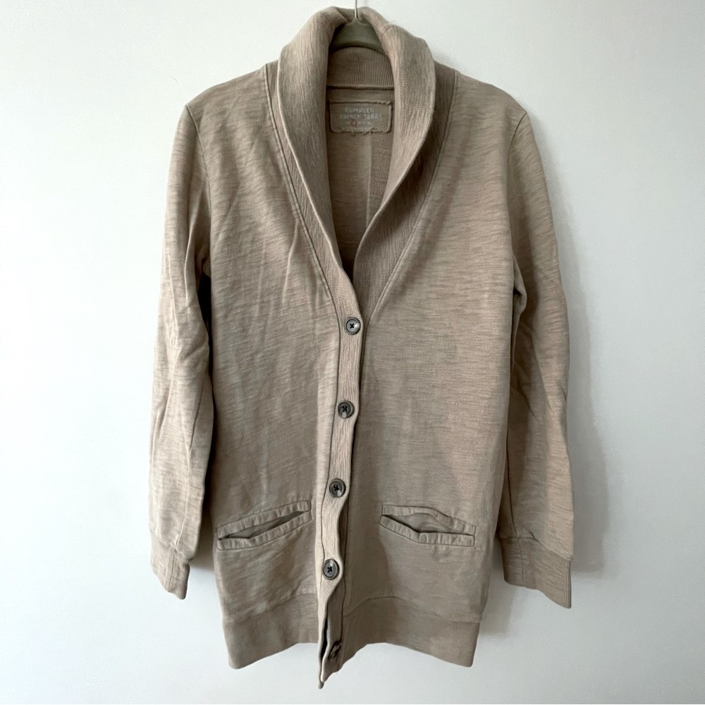 J. Crew Rumpled French Terry Button Cardigan